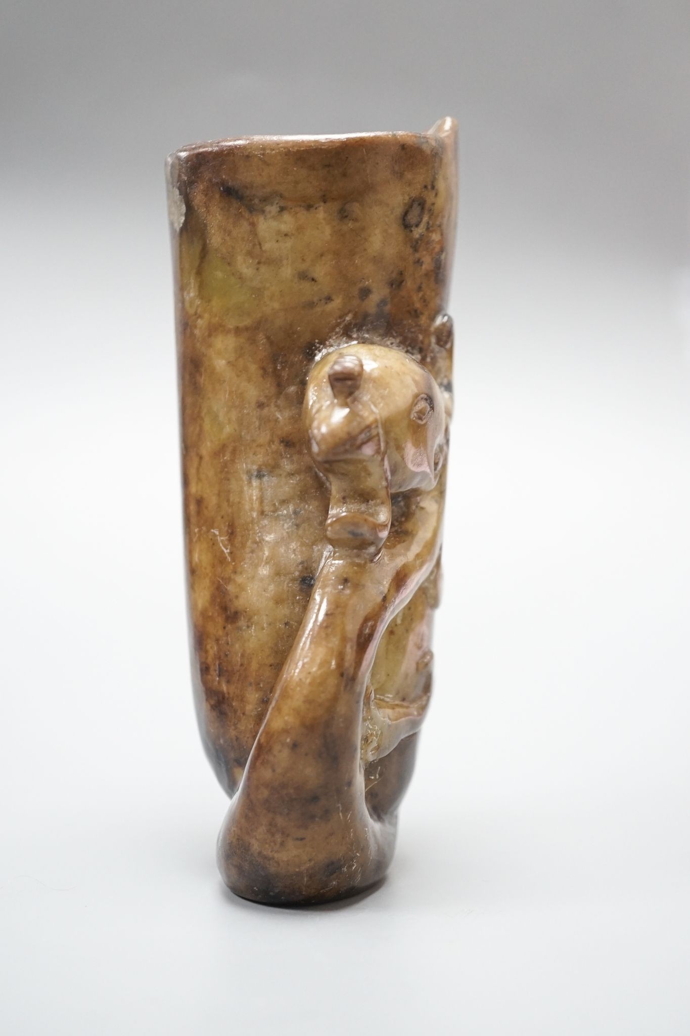 A hardstone Chinese Rhyton, 14.5cm high